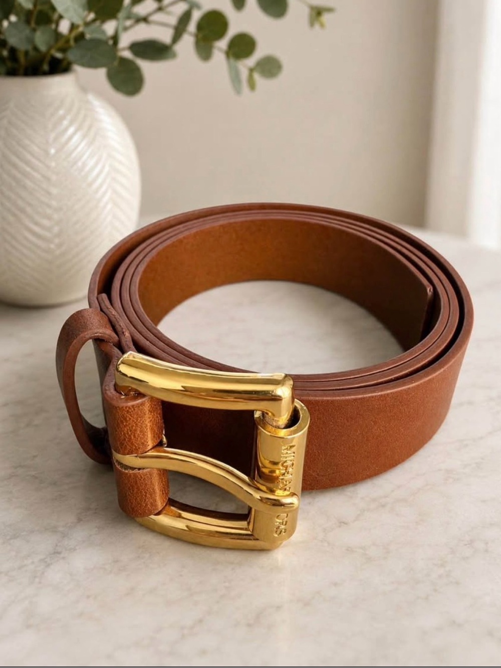 Michael Kors Leather Belt Size 4 – Brown with Gold Buckle